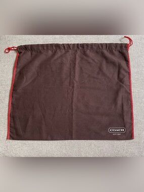 Coach Brown Red Drawstring Stitching 16” x 13” Protective Storage Dust Bag